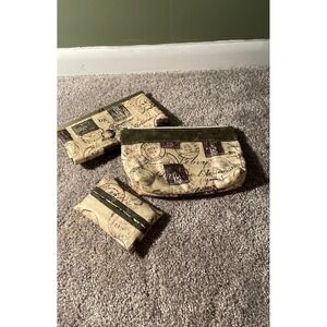 Three Piece Hand-crafted wallet, makeup bag, and tissue holder set